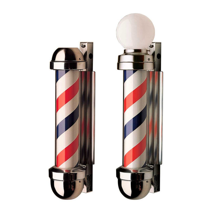William Marvey 333 - Non-Revolving Wall Mount Barber Pole - Height 24" - Diameter of glass cylinder 4" - Sharp Salons